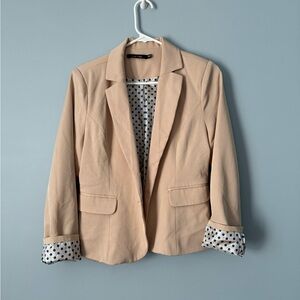 Doe & Rae Tan Blazer with Polka Dot Lining